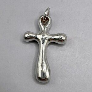Robert Lee Morris Puffy Cross Pendant Sterling Silver Modernist Signed RLM 925